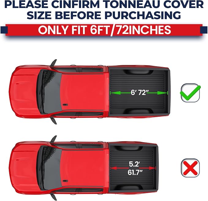 MOSTPLUS Truck Bed Tonneau Cover Compatible for Chevy Colorado 2015-2025 /Compatible for GMC Canyon 2015-2025 (4-Fold 6'' FT 72 inch Low Profile Bed Cover)