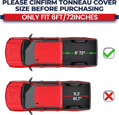 MOSTPLUS Truck Bed Tonneau Cover Compatible for Chevy Colorado 2015-2025 /Compatible for GMC Canyon 2015-2025 (4-Fold 6'' FT 72 inch Low Profile Bed Cover)