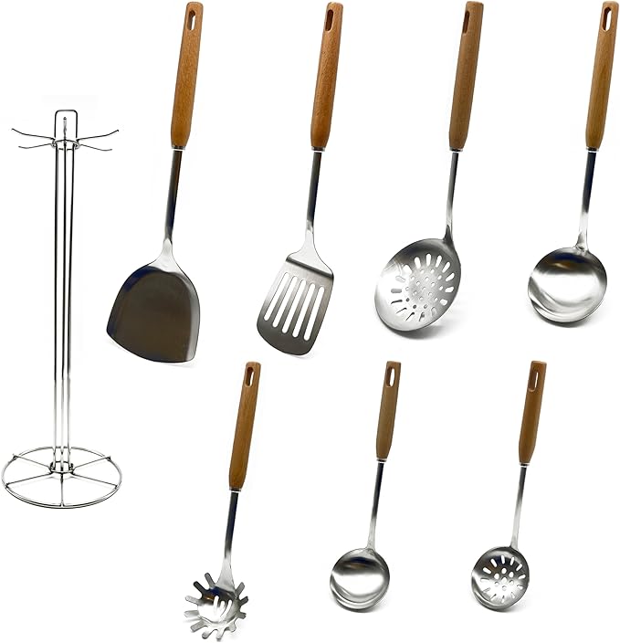 Cooking Utensils Set, 8-Piece 304 Stainless Steel Kitchen Tool Sets