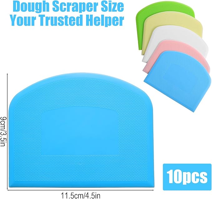 10 Pcs Plastic Bench Scraper for Baking