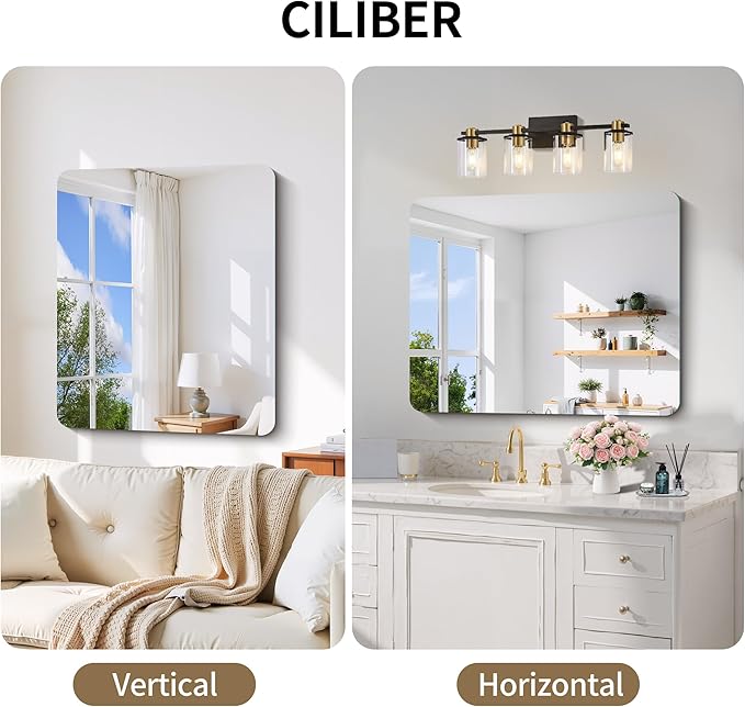 CILIBER Frameless Wall Mirror, HD Shatterproof Vanity Mirror