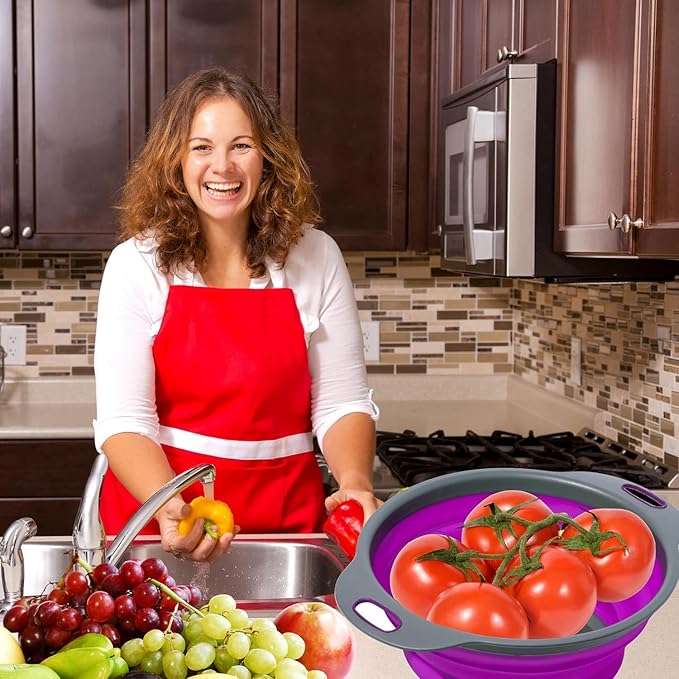 Purple Foldable Food Strainer for Kitchen