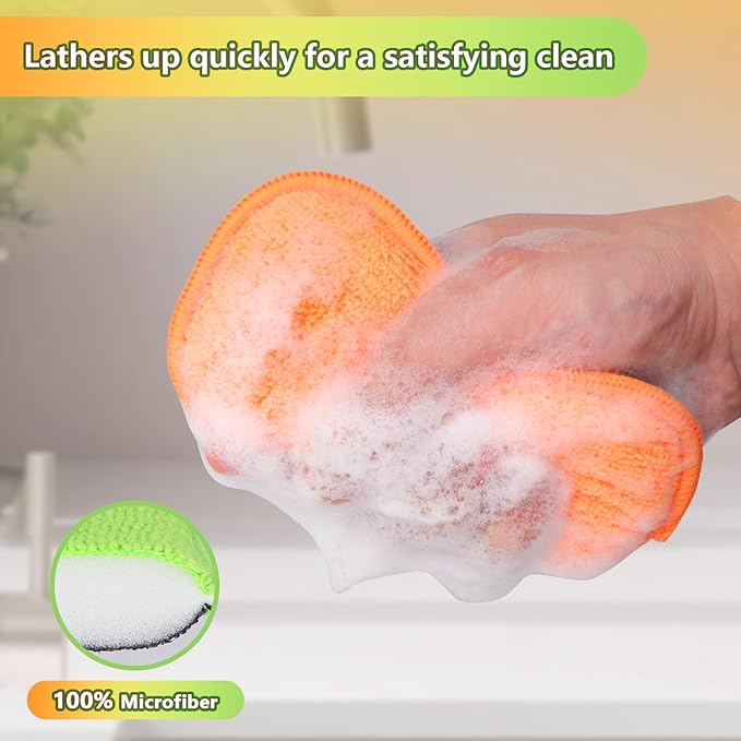 GLIMGLINT 12Pack Dish Sponges Kitchen, Non-Scratch Microfiber Sponges