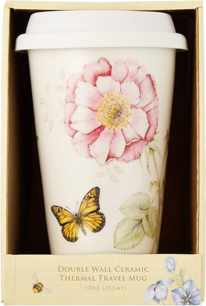 Lenox 837583 Butterfly Meadow Thermal Travel Mug, Multicolor, 1 Count (Pack of 1)