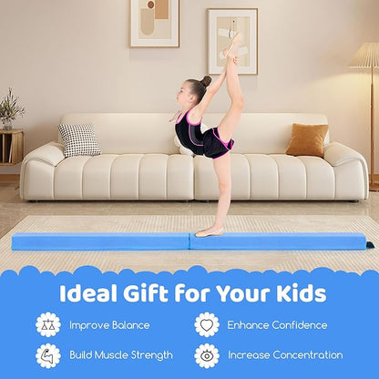 Giantex 7FT/8FT/9FT Balance Beam, Folding Gymnastics Beam w/Carry Handles