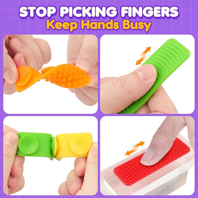 Sensory Fidget Toys Kids Adults: 8 Pack Textured Suction Toys for Autism Kids Calming - Sensory Stickers for Anxiety Relief Items - Fidget Strips for Classroom Desk - Gifts Christmas Stocking Stuffers