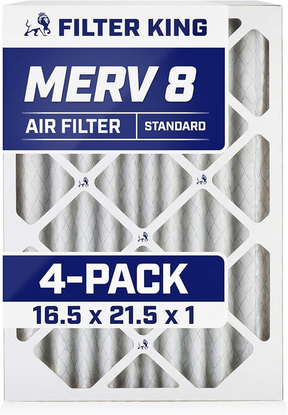 Filter King 16.5x21.5x1 Air Filter | 4-PACK | MERV 8 HVAC Pleated A/C Furnace