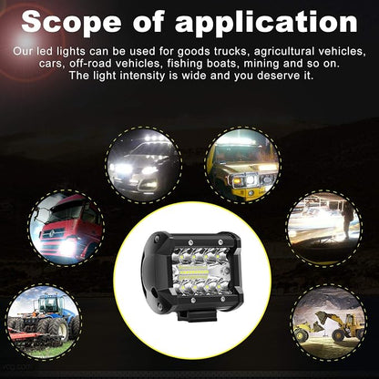 LED Pods, 4 Inch 60W LED Light Bar, 4PCS Spot Flood Combo Off Road Light Triple Row LED Work Light 6000LM Driving Fog Lamps for Pickup Truck Jeep ATV UTV SUV Boat Light