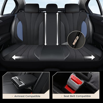 Coverado Seat Covers for Car, Leather Automotive Car Seat Covers 5 Seats, Mesh Breathable Auto Seat Protectors, Driver Seat Covers Universal Fit for SUV, Truck, Vans, Sedan