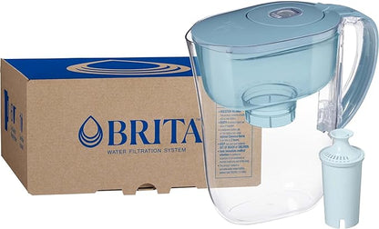Brita Small 6 Cup Water Filter Pitcher, 1 BritaPlus Filter, Stone Blue