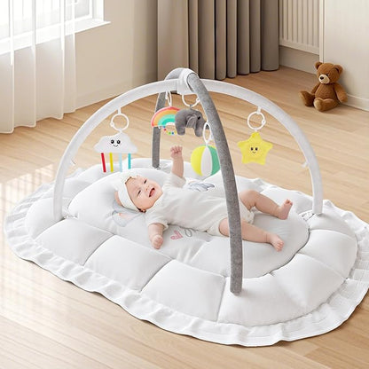 OCATO Baby Play Mat Gym: Baby Play Gym Tummy Time Mat Thick Large Baby Activity Center from Newborn to Toddler Skills Development Baby Essentials Baby Shower Gifts Boy Girl for Babies 0-6-12 Months