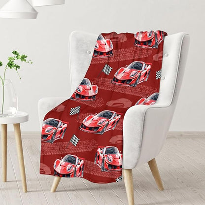 Racing Car Blanket for Kids Throw Blankets for Boy Men, 40x50 Inches Lightweight Cozy All Season Cool Car Decor Throw for Sofa Couch Bed Office