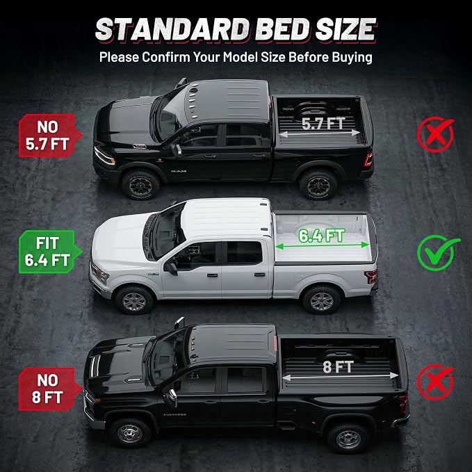 BDFHYK Hard Tri-Fold Tonneau Cover for Ram 1500 2009-2018 1500 Classic 2019-2026 2500/3500 2010-2026 6.4 FT Bed, Waterproof, Low Profile, Anti-Theft Lock, Easy Install, Incompatible with RamBox