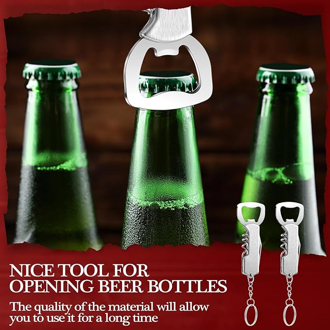 Ziliny 48 Pcs Bottle Opener Keychain Bulk Wine Bottle Beer Opener Keychain