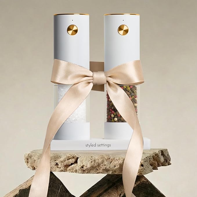 White Electric Salt and Pepper Grinder Set – Automatic Salt and Pepper Grinder