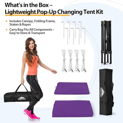 EAGLE PEAK Flex Compact 4x4 Pop-up Canopy Changing Room, Portable Dressing Room, Privacy Changing Tent for Indoor Fashion Photoshoots, Camping, or Pool, Purple