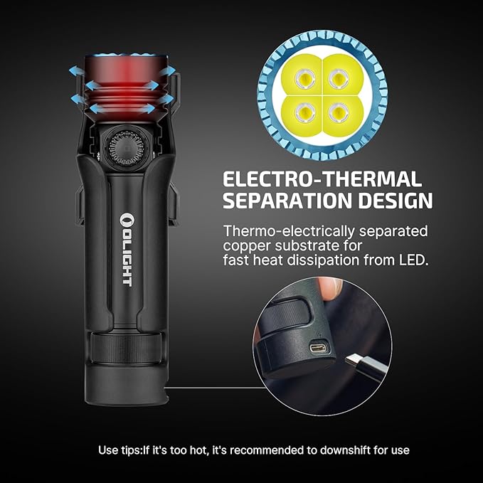 OLIGHT Seeker 4 Pro Rechargeable Flashlights, 4600 Lumens High Powerful Bright Light with USB C Holster, Waterproof IPX8 for Emergencies, Camping, Searching (Matte Black Cool White)