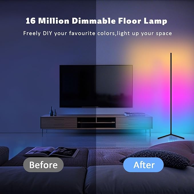 Tyute Corner Floor Lamp 2 Pack, LED Lamps