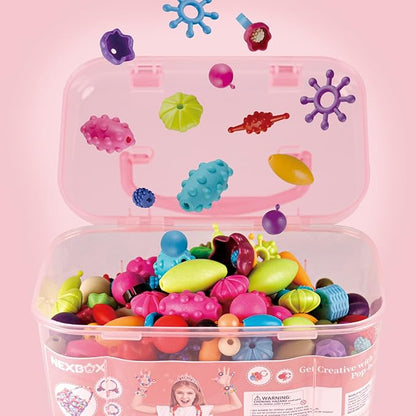 NEXBOX Girls Crafts Jewelry Making Kit for Toddlers - Pop Beads Toys Sets for Little Kids Age 3 4 5 6 Year Old, Ideas Birthday Gifts
