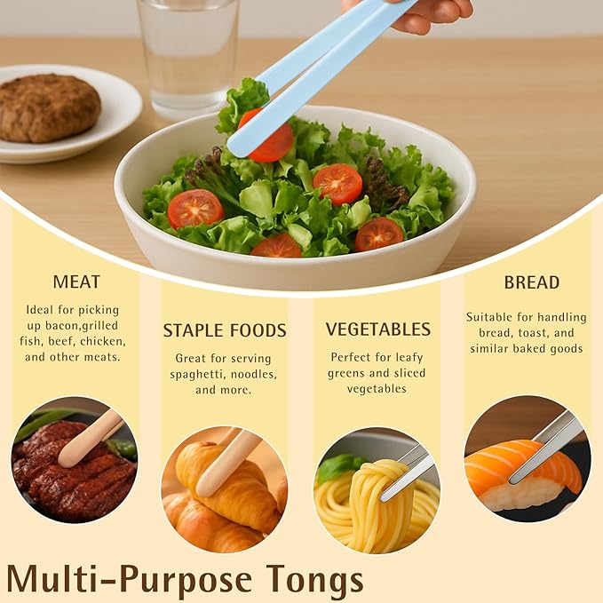 3-Pack Mini Silicone Tongs – 5.5" Small Kitchen Tongs in 3 Colors