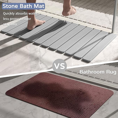 Large Stone Bath Mat 31.5 x 19.7in, Quick Dry Stone Drying Mats