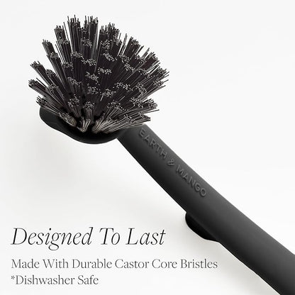 Earth & Mango Magnetic Dish Brush & Scraper, Snaps to Sink, Non-Scratch