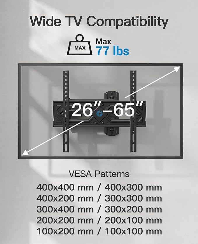 Pipishell Full Motion TV Wall Mount