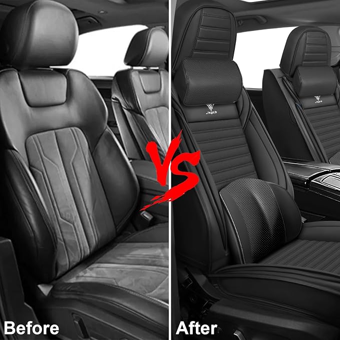 Seat Covers Full Set Fit for Nissan Rogue 2015-2026, Breathable and Comfortable Leather Car Seat Cover, Deluxe Waterproof Cushion Cover Auto Interior Accessories (Black)
