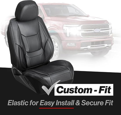 Coverland Custom Truck Car Seat Covers Front Seats for [2003-2006 GMC Sierra 1500, 2500HD, 3500HD Regular Cab Bucket Seats] - Protector Water Resistant Leather Memory Form Seat Cushion [Front-Black]