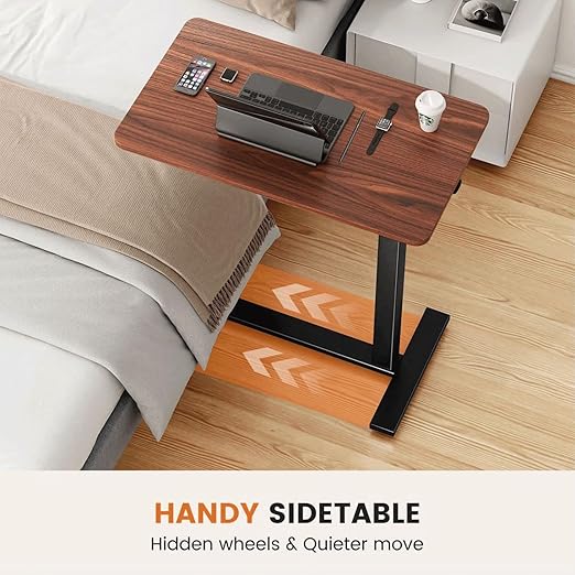 Mobile Bed Laptop Desk with Lockable Wheels and Height Adjustment Function