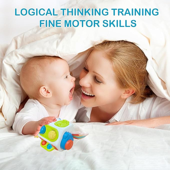 Busy Cube for Toddlers 1 Years Old, Montessori Toys for 1 Year Old - Ideal Gifts for 1 Year Old Boys Girls - Airplane Plane Car Travel Toys for 6 to 18 Months Toddlers Educational Learning Toys