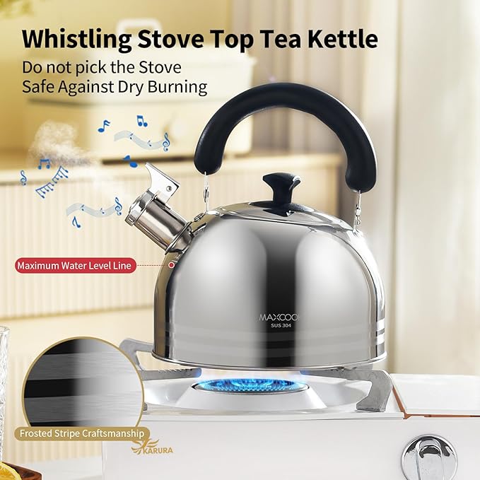 Tea Kettle, 5.7QT 6L Whistling Tea Kettle for Stove Top, 304 Stainless Steel Tea pot, Large Teapot for stovetop, Camping Kettle for Boiling Water (Mirror Polish)