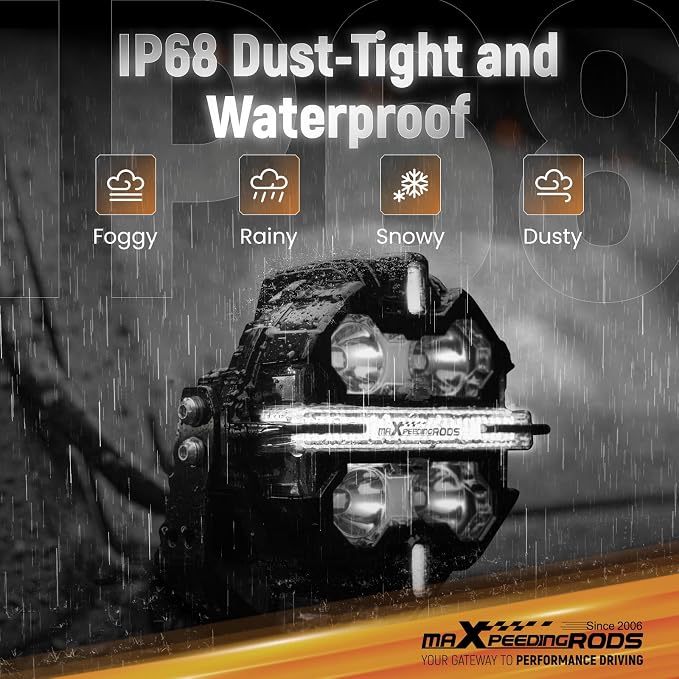 maXpeedingrods 3.5 Inch LED Off Road Lights 160W 19200LM Round Fog Lights with Amber/White DRL, LED Light Bar 270°Side Shooter for UTV Trucks SUV Pickup ATV Motorcycles, with 4 Black Light Covers