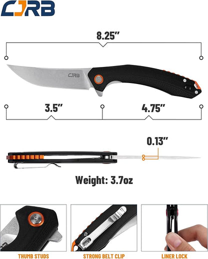 CJRB Folding Knife Gobi (J1906) AR-RPM9 Powder Steel G10 Handle Pocket Knife EDC Knife Black