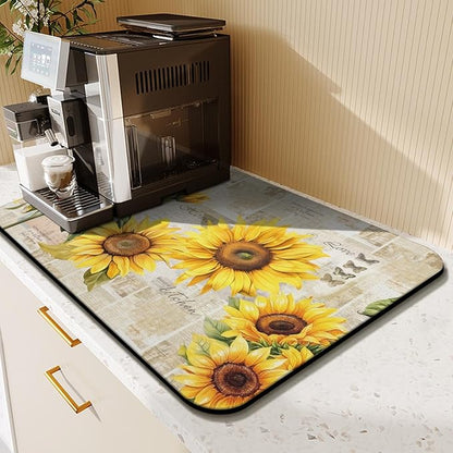 Kitchen Countertop Dish Drying Mat, Super Absorbent Coffee Bar Mat