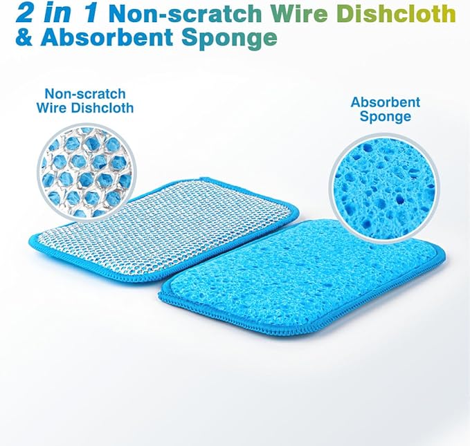 HOMEXCEL 12 Pack Scrub & Wipe Cloths, Scrub Sponges