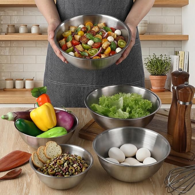5 Pack Stainless Steel Mixing Bowls