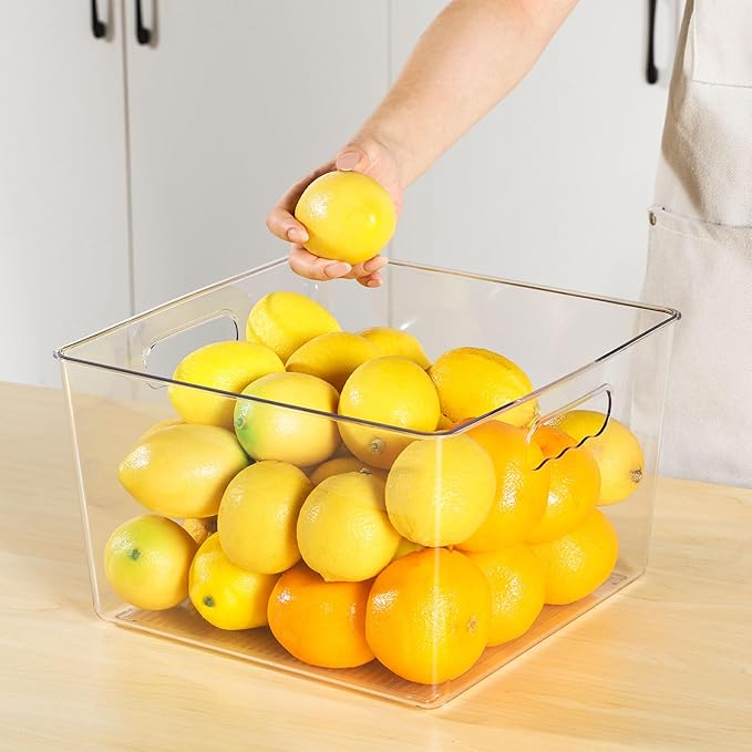 Vtopmart 10 Pack Extra Large Clear Plastic Storage Bins, 11x11 Cube Acrylic