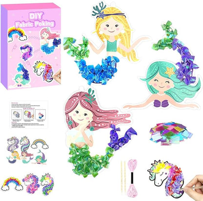 Poke in Fun Art Fabric Craft, Arts and Crafts for Kids,DIY Craft Kits,Create Mess Free Craft,Art Activity Birthday Christmas Gift Ideas for Children,Rainbow Toys for Girls and Boys Ages 4-10+