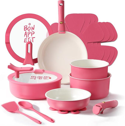 CAROTE 18Pcs Ceramic Cookware Set