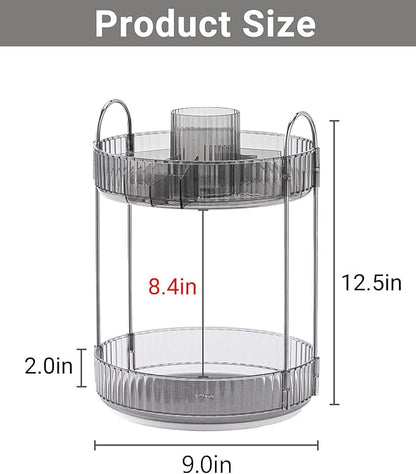 Asayuee 360 Rotating Makeup Organizer, 2 Tier Large Capacity Make Up Organizers