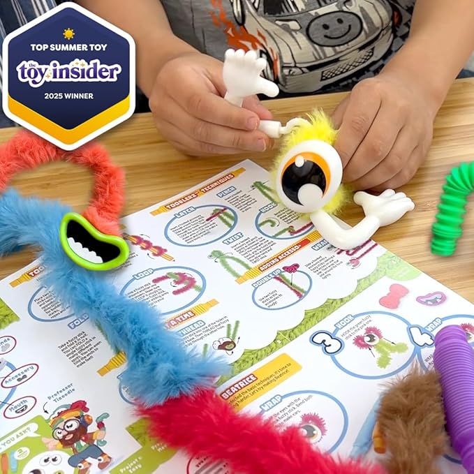 WeVeel TOOBLERZ Silly Monsterz Large Set – 26-Piece Mix-and-Match Craft Kit for Kids – Includes Fuzzy Chenille Sticks, Fidget Tubes & Character Accessories – Creative Toy for Ages 6+