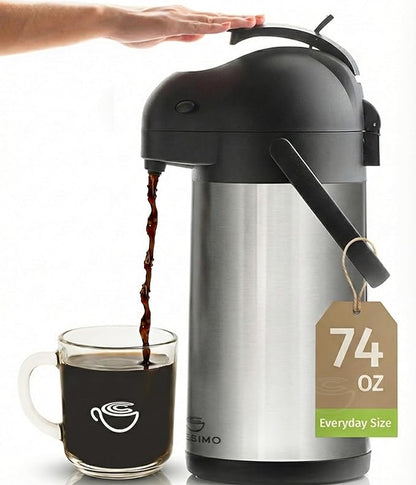 Thermal Coffee Carafe 74Oz, Keeps Drinks Hot