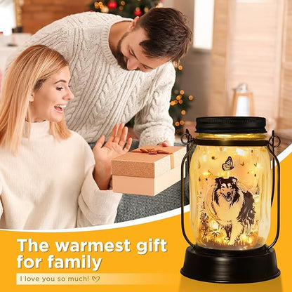 kyoryuger Sheltie Gifts for Women/Men Sheltie Solar Lanterns Dog Mom Birthday Dog Lovers Lantern Pet Loss Pet Memorial Lights Solar Garden Decoration for Yard, Patio,Backyard,Porch Torches