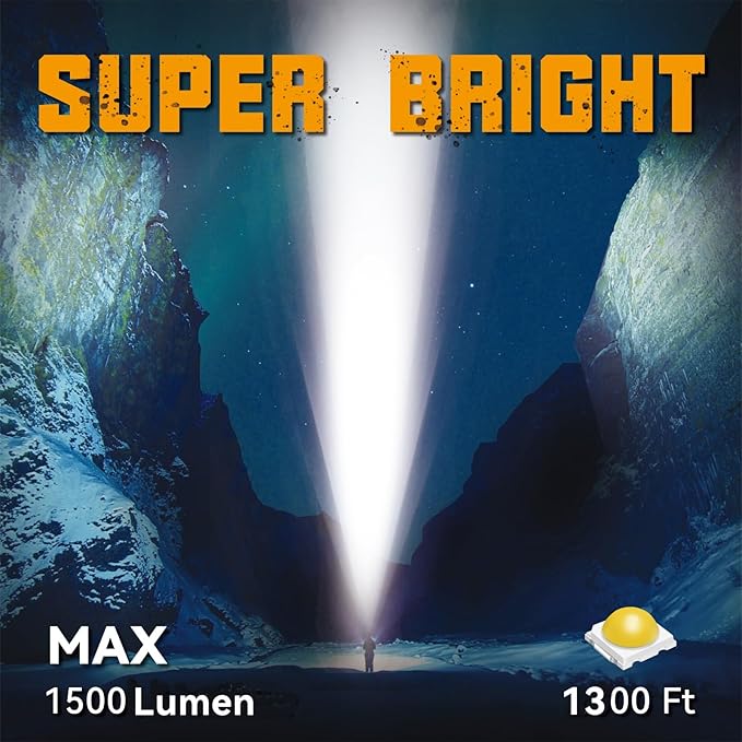 Durapower Rechargeable Spotlight, 1500 Lumens LED Spotlight Flashlight, Waterproof Handheld Spot Light for Indoor Outdoor Farm Camping Emergency