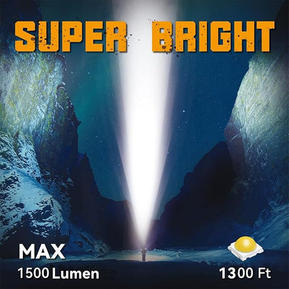 Durapower Rechargeable Spotlight, 1500 Lumens LED Spotlight Flashlight, Waterproof Handheld Spot Light for Indoor Outdoor Farm Camping Emergency