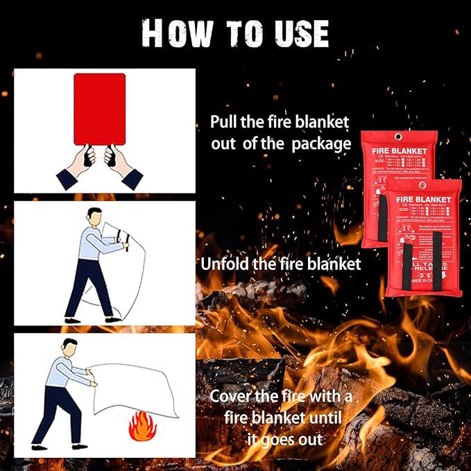Macarrie 60 Pack 39??x 39??Fire Blanket Emergency for Home and Kitchen Safety Suppression Blanket Fiberglass Fireproof Survival for Fireplace Car Office Camping (Red)