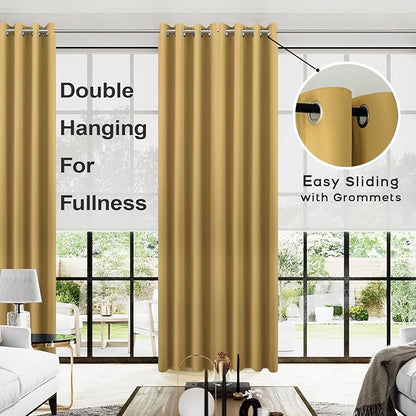 KOUFALL Gold Luxury Curtains 108 Inch Long