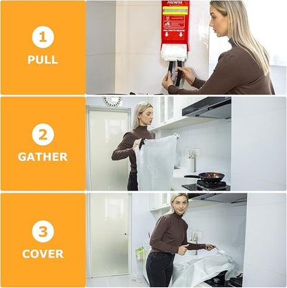 Emergency Fire Blanket, 4Pack Fiberglass Flame Retardant Fire Blankets Emergency for Home, Kitchen, Car, Office, Grill, 39.4X 39.4inch Fire Extinguisher Blanket