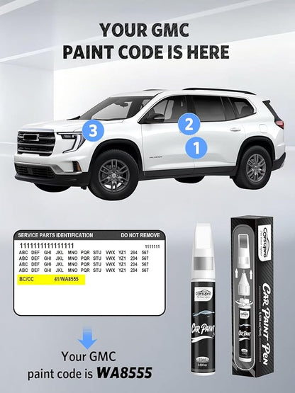 Onyx Black/Void Black(GBA/WA8555) for GMC Touch Up Paint Pen, 2 in 1 Car Scratch Remover with Pen Tip and Brush, Precise Color Match for Car Paint Scratch Repair, Quickly and Easily Fix Chips and Nicks